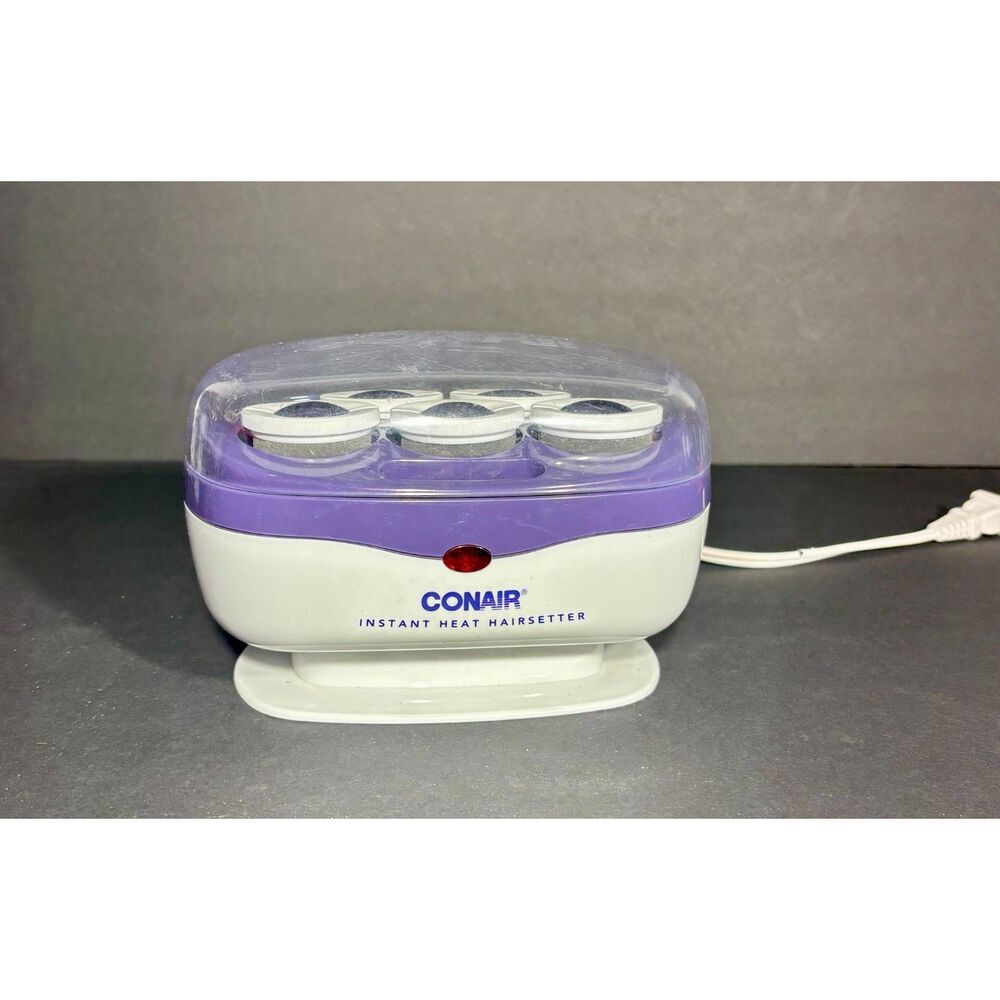 Conair Instant Heat Hairsetter 5 Jumbo Hot Rollers Purple White Travel Curlers